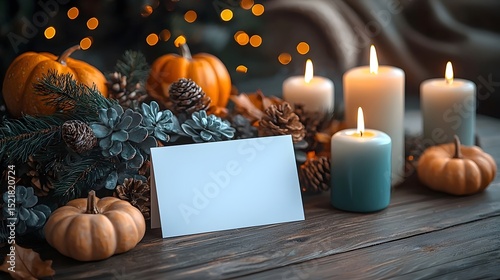 Festive Thanksgiving table setting with gift card and
