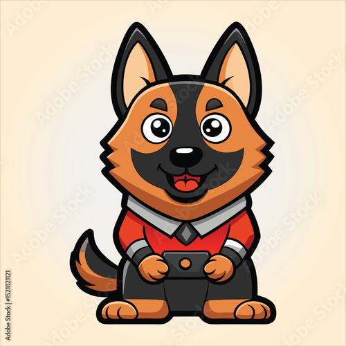 Cute Belgian Shepherd Gaming Cartoon