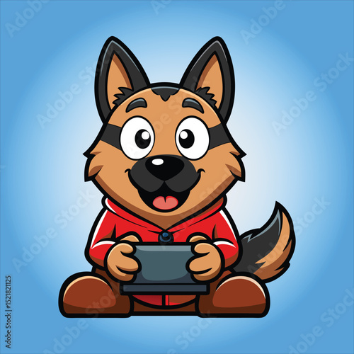 Cute Belgian Shepherd Gaming Cartoon