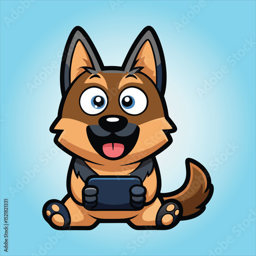 Cute Belgian Shepherd Gaming Cartoon