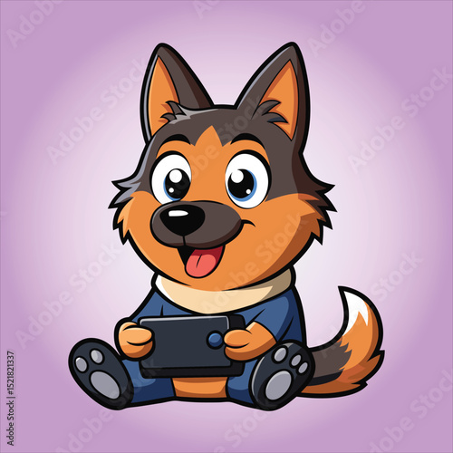 Cute Belgian Shepherd Gaming Cartoon