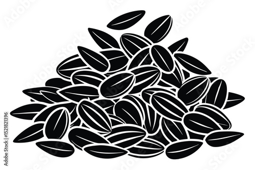 Black and White Pile of Stripped Sunflower Seeds, Agricultural Plant Product Image