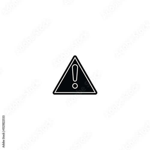 Solid Caution Icon – Black Triangle Warning Sign with Exclamation Mark Silhouette Vector