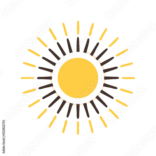Stylized sun icon with rays representing the Summer Solstice  
