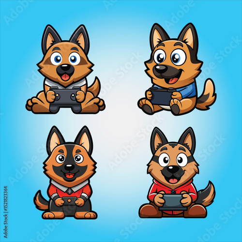 Cute Belgian Shepherd Gaming Cartoon