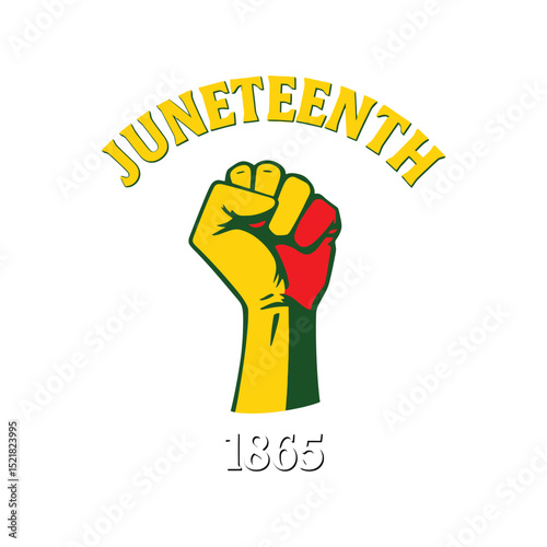 Juneteenth 1865 Fist Icon in Red, Yellow, and Green – Freedom and Black Empowerment Symbol