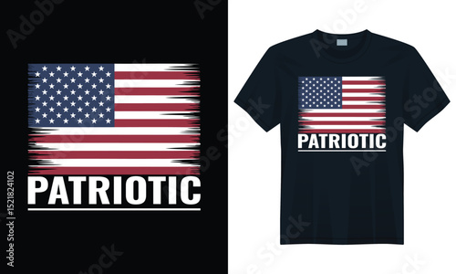 Stylized American flag with stars and patriotic theme perfect for USA Independence Day t-shirt