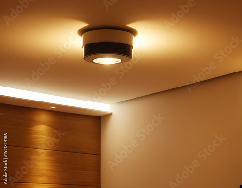 modern living room with LED lights, Lighting equipment on the wall in the living room. Spotlights under the ceiling. Track LED-lighting system