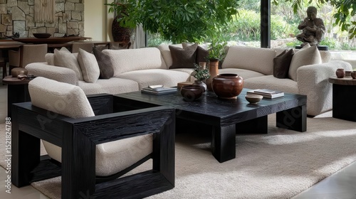 In a New York City apartment, there is a living room that is both luxurious and stylish