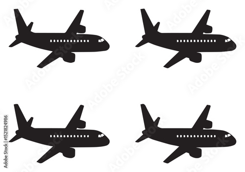 airplane icons, silhouettes, and jet aircraft vectors set