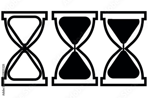 hourglass icon set, sandglass timer on transparent background, vector illustration