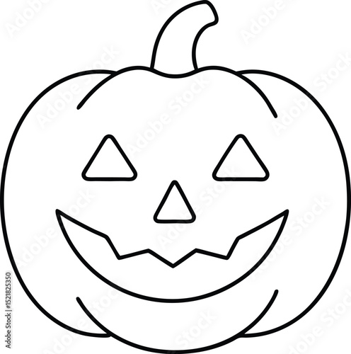 jack o lantern face icon line art vector illustration on transparent background