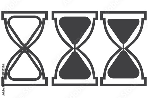 hourglass icon set, sandglass timer on transparent background, vector illustration
