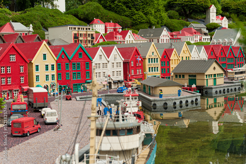 Fototapeta premium Billund, Denmark - June 25 2011: Lego model of Bergen town.