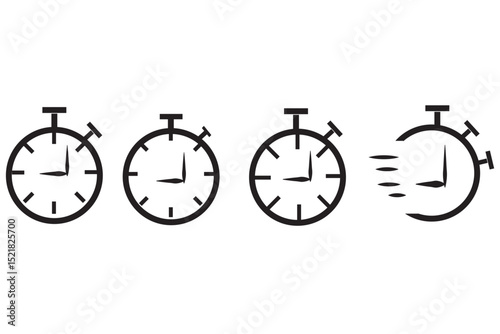 Set of timer, clock flat icon, and time management. Vector. Isolated on white background