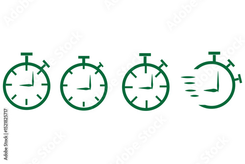 Set of timer, clock flat icon, and time management. Vector. Isolated on white background