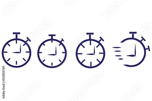 Set of timer, clock flat icon, and time management. Vector. Isolated on white background