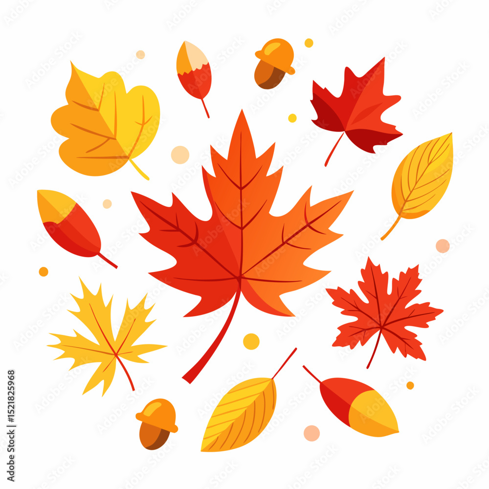 Naklejka premium Minimalist Autumn Foliage Vector on White Background