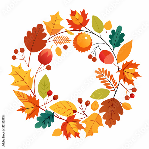 Minimalist Autumn Foliage Vector on White Background