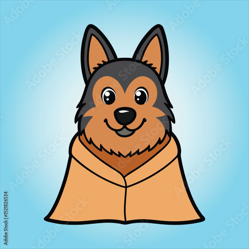 Cute Belgian Shepherd Girl Wearing  Blanket