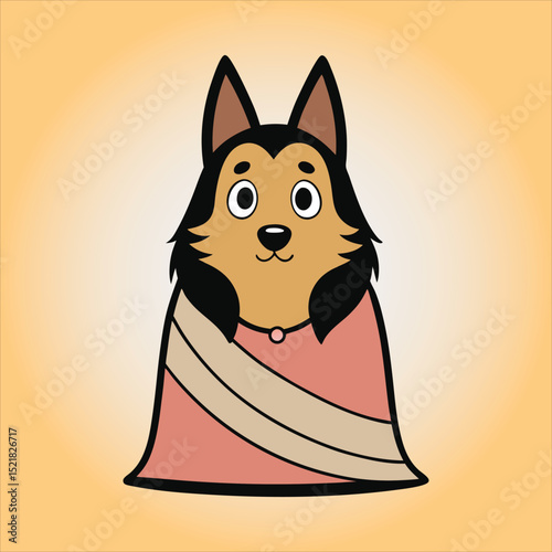 Cute Belgian Shepherd Girl Wearing  Blanket