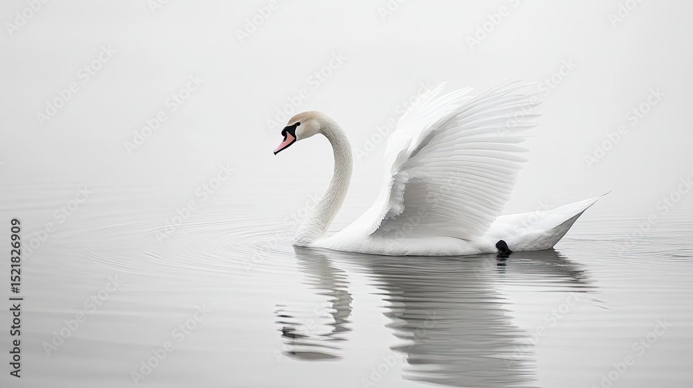 Fototapeta premium A swan captured mid-glide