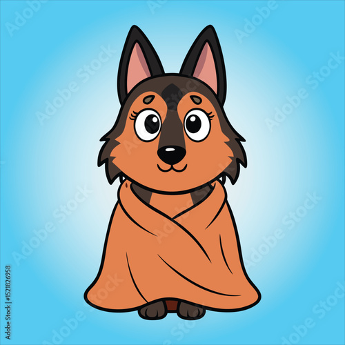 Cute Belgian Shepherd Girl Wearing  Blanket