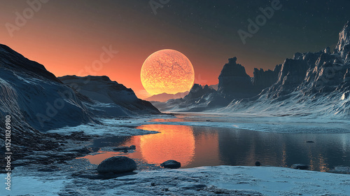 Explore stunning landscape moon sunset reflection mountains nature scenery wallpaper background design art