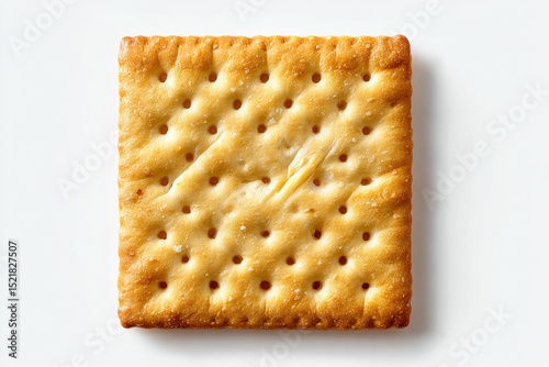 An isolated, crisp saltine cracker on a white background photo