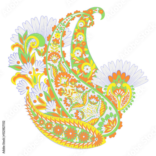 Vector Paisley Floral isolated ornament