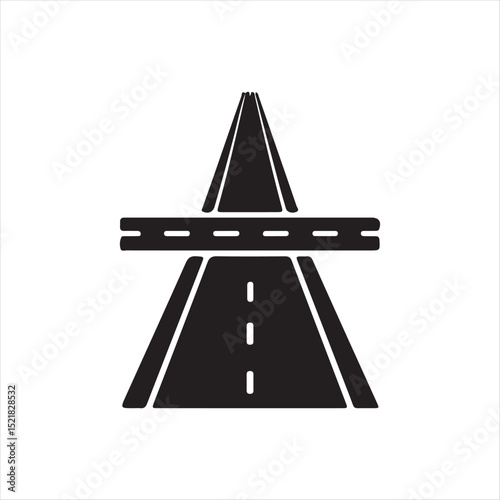 Overpass Intersection: A black and white illustration of a highway overpass intersection.