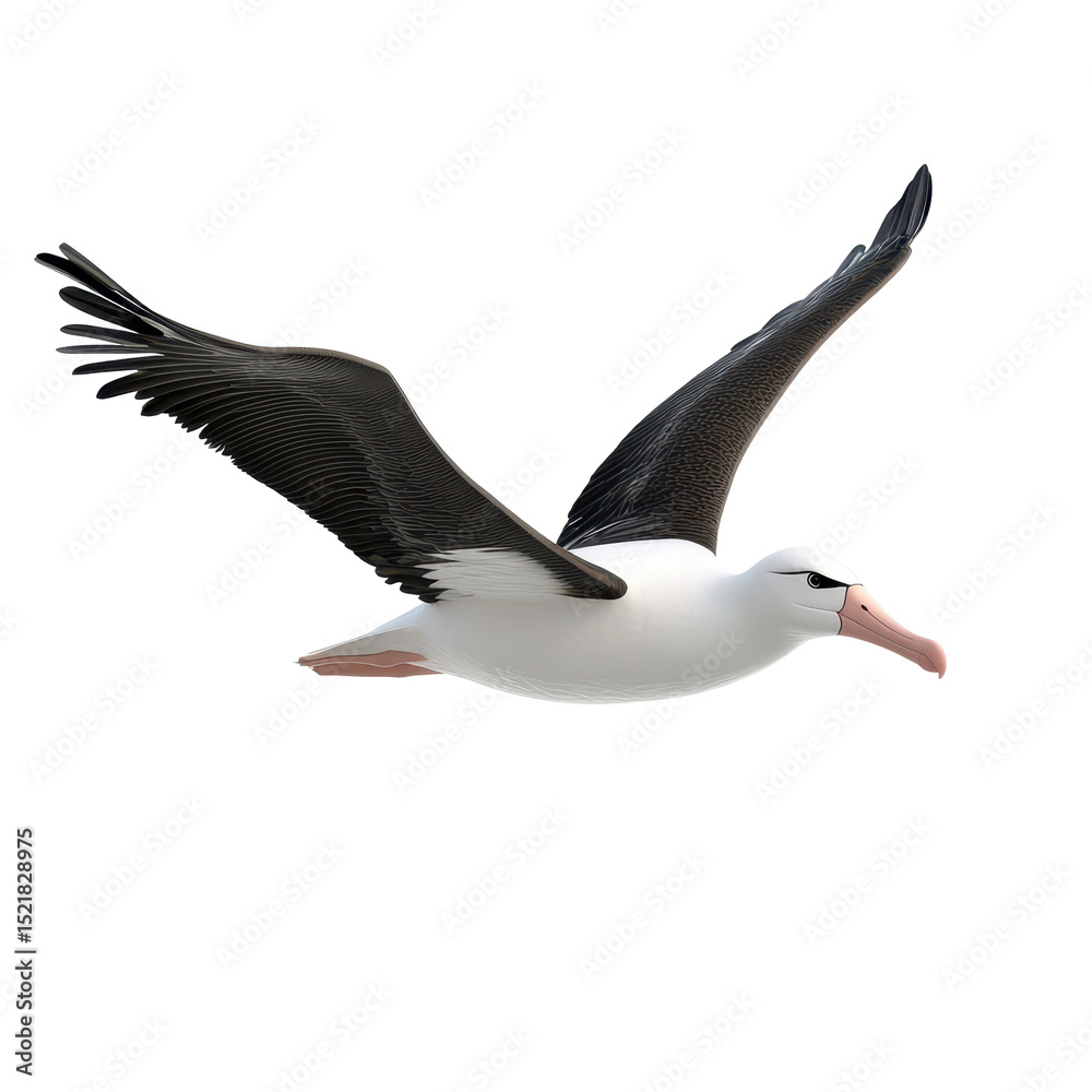 Obraz premium Albatross soaring gracefully over the ocean with wings fully extended during daylight hours