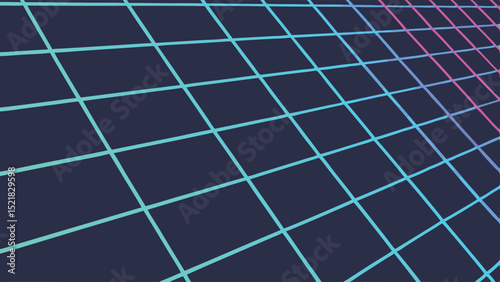 Abstract grid design with neon gradient lines and geometric modern perspective for creative projects