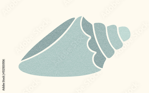 Abstract shell in natural organic geometric shape with grain texture. Beach ocean element for summer themes, marine pattern, interior print, label, logo, icon, coastal wall art