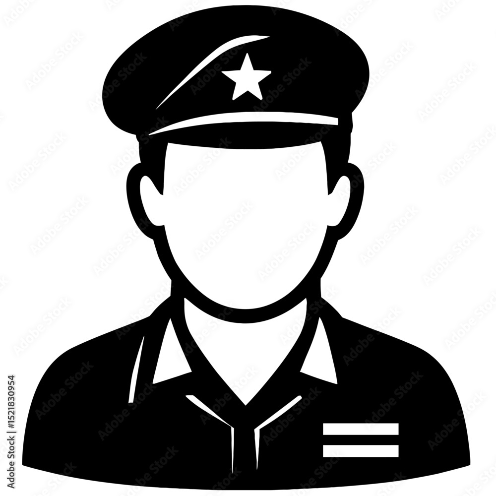Soldier or Military Officer Icon - Army Personnel Avatar with Star Beret Soldier or Military Officer Icon - Army Personnel Avatar with Star Beret