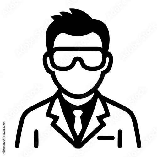 Male Scientist or Chemist Icon with Lab Coat and Goggles - Research Professional Avatar