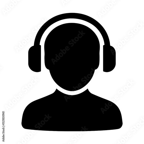 Anonymous Person with Headphones User Icon - Audio Listener Avatar
