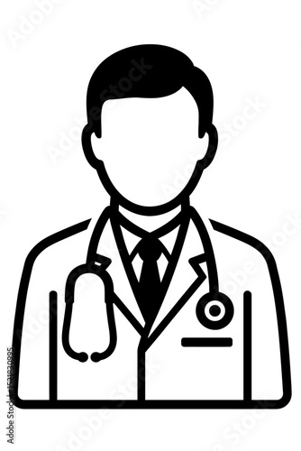 Male Doctor with Stethoscope Icon - Healthcare Professional Avatar