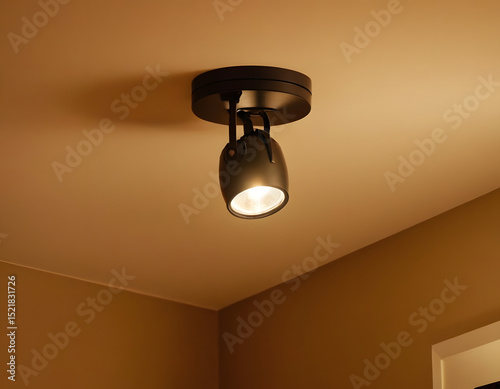 modern living room with LED lights, Lighting equipment on the wall in the living room. Spotlights under the ceiling. Track LED-lighting systemv