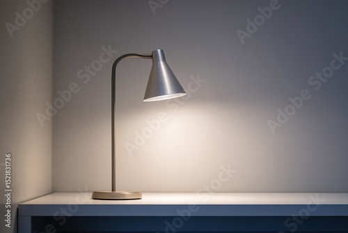 Wallpaper Mural Stylish desk lamp illuminating a minimalist workspace in soft evening light Torontodigital.ca