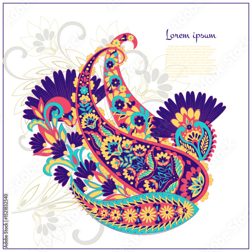 Vector Paisley Floral isolated ornament