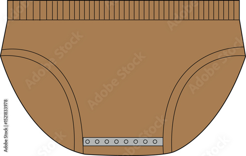 Title: Brown Underwear with Ribbed Waistband and Snap Closure