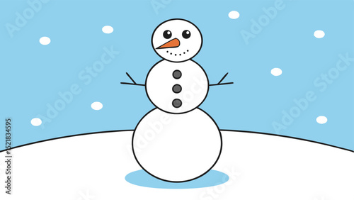 Cartoon snowman with snowflakes against blue background a festive winter design