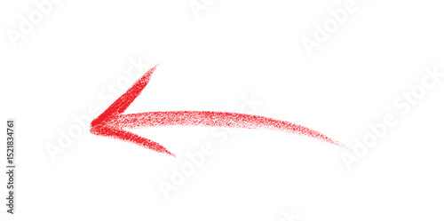 Hand-drawn red arrow marker is isolated on a transparent background, The arrow sign is drawn by hand with a marker. Marked arrow isolated on the background.	