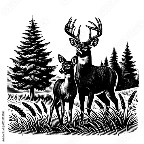 deer, animal, silhouette, vector, nature, illustration, wild, mammal, christmas, reindeer, stag, wildlife, antler, cartoon, forest, elk, head, horn, antelope, design, hunting, antlers, drawing, sketch
