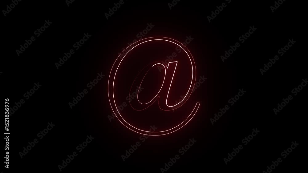 Glowing neon line sign gmail icon animation video , and black background 4k animation video .