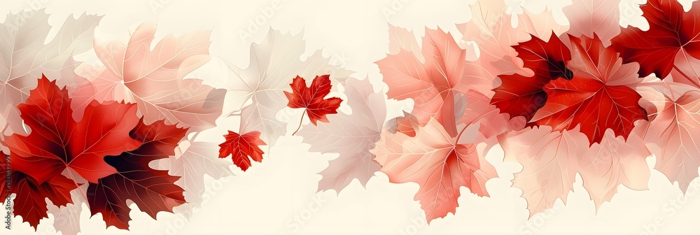 Nature-Inspired Leaf Pattern with Soft Gradients in Red and White Tones Nature-Inspired Leaf Pattern with Soft Gradients in Red and White Tones