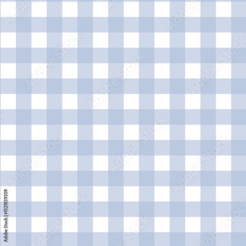 Seamless blue gingham check pattern. Classic picnic or textile background with light blue and white squares. Perfect for fabric, wrapping, crafts, or digital design.