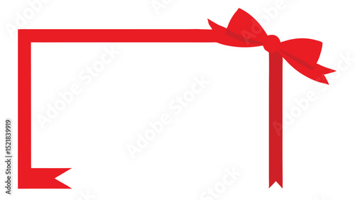 Decorative red ribbon frame with a stylish bow suitable for gifts and presents