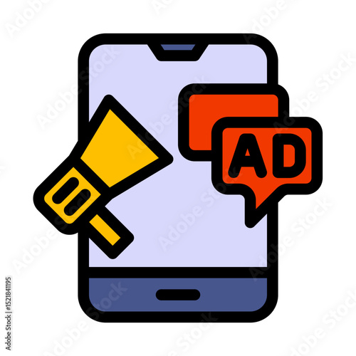 Social media advertising filled line icon